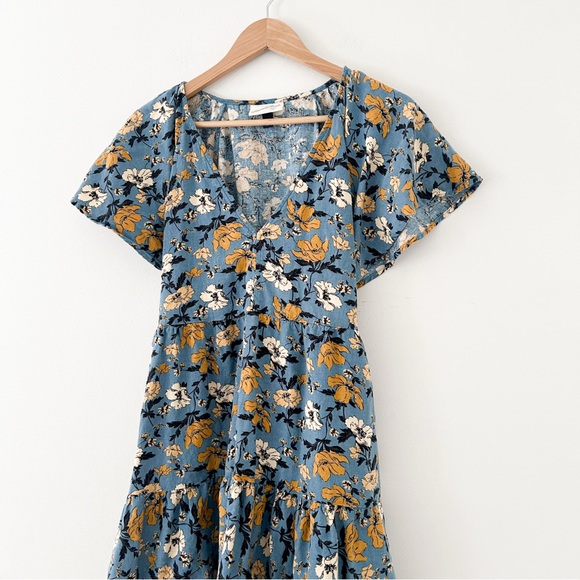 Universal Thread Blue and Yellow Flutter Sleeve Mini Dress - Picture 4 of 9